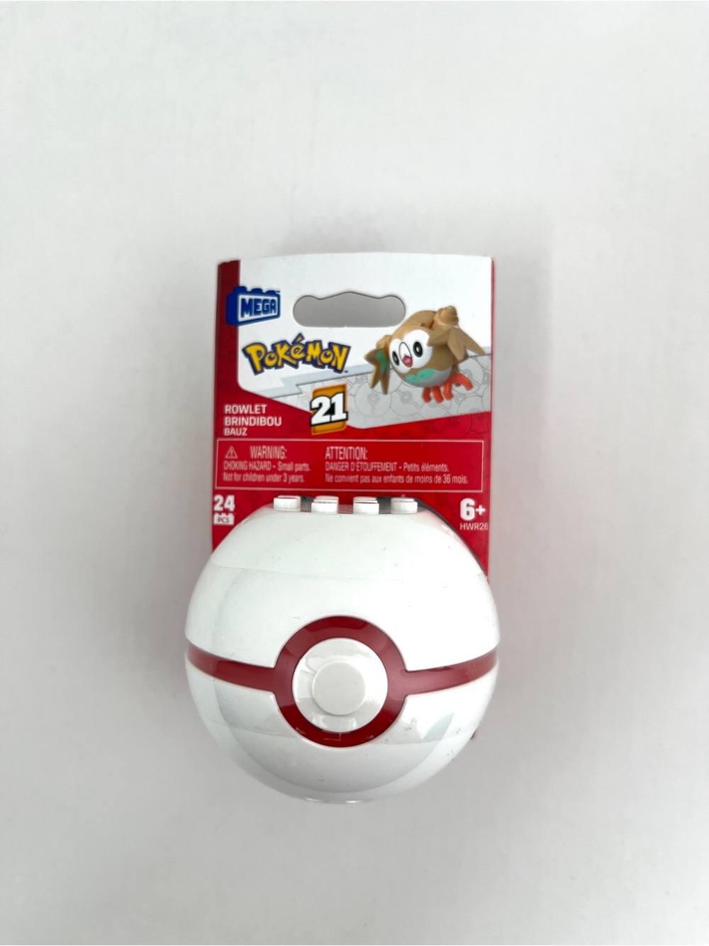 Brand New MEGA Pokemon Ball #21 Rowlet Building Set ( HWR26)